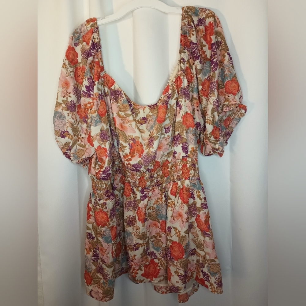 Torrid Milkmaid Top 3X Smocked Puff Sleeve Embroidered Cottage Peasant Boho - Picture 5 of 15